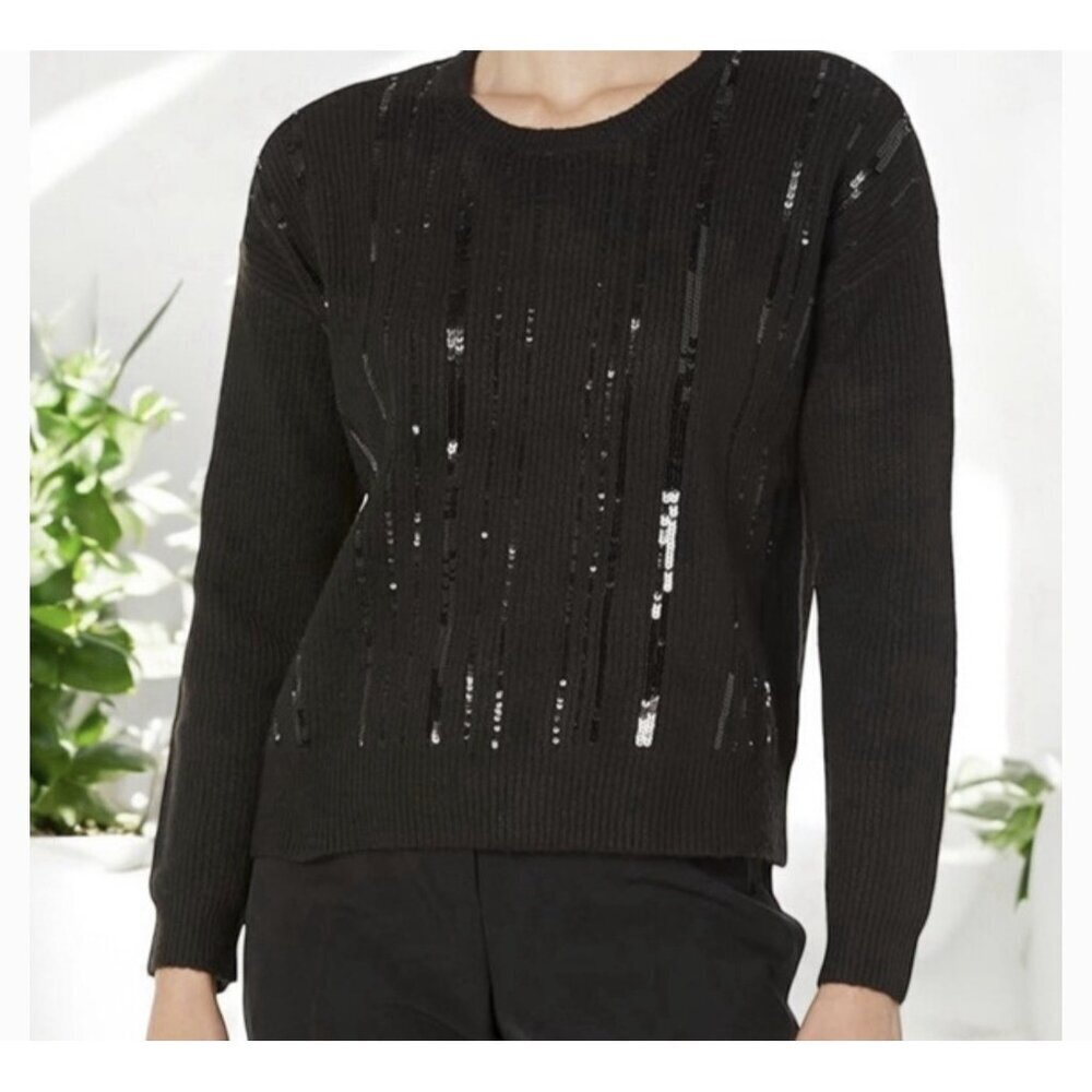NEW Calvin Klein Women's Holiday Sequin Sweater Black Size S Small
